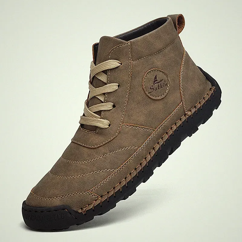 Hand Made Large Size High Top Casual Boots Men's Outdoor Walking Ankle Sneakers