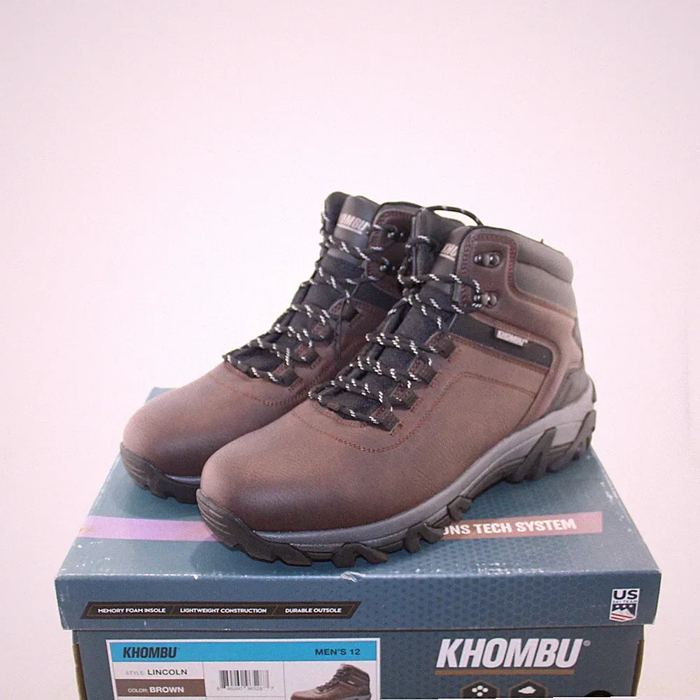 KHOMBU Lincoln men hiking boots mid top Multi sizes brown faux leather upper NEW