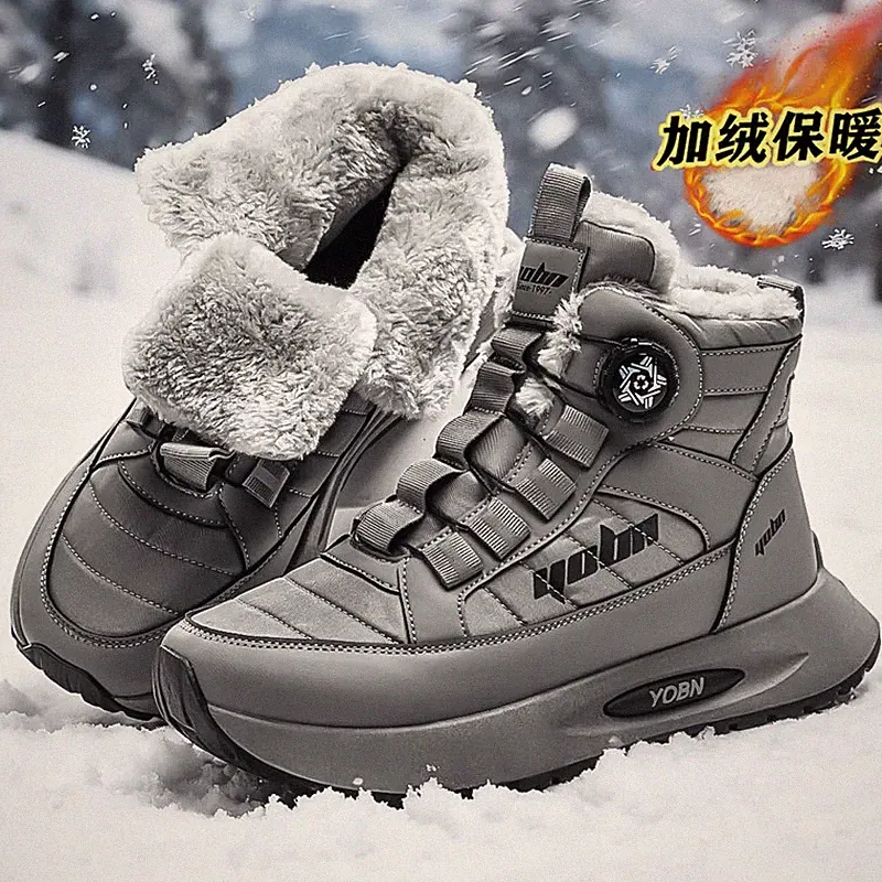Men High Top Hiking Outdoor Casual Snow Trekking Boots Warm Cotton Winter Shoes