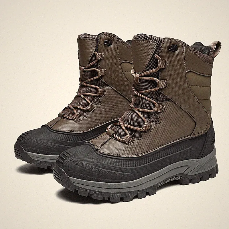 Men Non-Slip Warm Hiking Shoes High-Top Snow Boots Thickened Cotton Waterproof