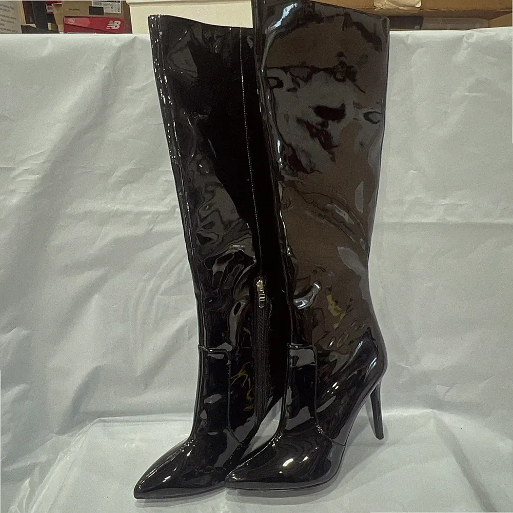 Nine West Boots Women's US 7 Black Pointed Toe Stiletto Heel Knee-High EBS1539