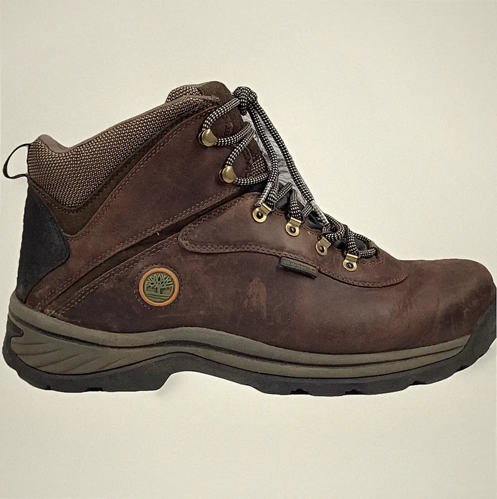 Timberland White Ledge Hiking Boots Men's Dark Brown Leather Waterproof - 15